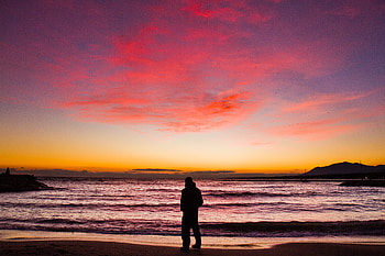 Sunset, Sea, Horizon, Dark, Silhouette HD wallpaper