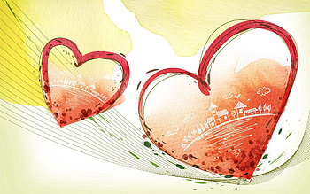 Love, Couple, Pair, Paint, Heart, Postcard HD wallpaper