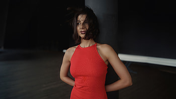 Short Hair Girl Hairs On Face, red-dress, girls, model, behance HD wallpaper