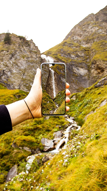 Landscape, Hand, Miscellanea, Miscellaneous, Waterfall, Shooting, Survey, Tele HD phone wallpaper
