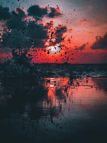 Nature, Water, Sunset, Sea, Twilight, Spray, Dusk HD phone wallpaper