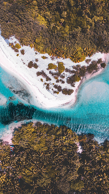 Nature, Sea, Beach, View From Above, Island, Bay HD phone wallpaper