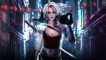 Katana With Japenese Word, warrior, artist, artwork, digital-art, artstation HD wallpaper