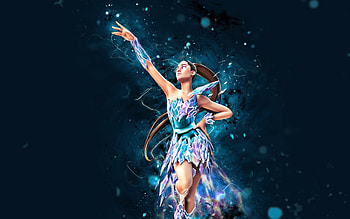 Rift Goddess Ariana Grande, , blue neon lights, Fortnite Battle Royale, Fortnite characters, Rift Goddess Ariana Grande Skin, Fortnite, Rift Goddess Ariana Grande Fortnite HD wallpaper