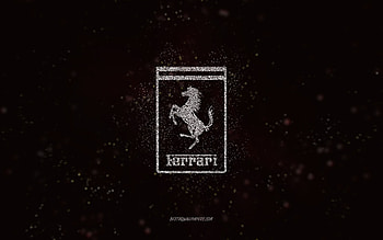 Ferrari glitter logo, , black background, Ferrari logo, белый glitter art, Ferrari, creative art, Ferrari белый glitter logo HD wallpaper