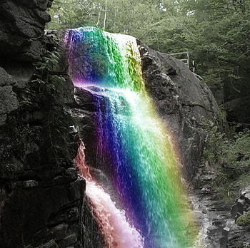 Waterfall, nature, rainbow, water HD wallpaper