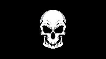 Skull Minimal, skull, black-and-white HD wallpaper