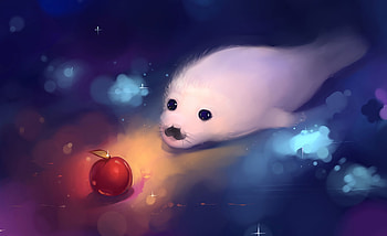 Art, Apple, Nice, Sweetheart, Fur Seal HD wallpaper