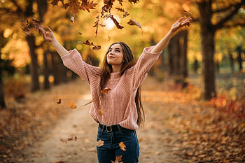 Park, autumn, lady, pretty HD wallpaper