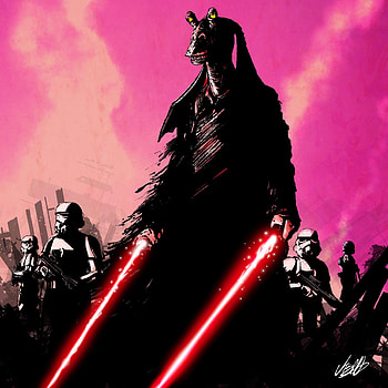 Credit to uvicbwolf, Darth Jar Jar artwork HD phone wallpaper