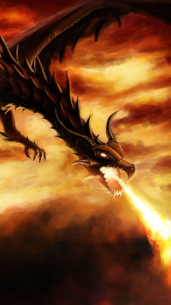 Fire-Breathing Dragon, fire, fantasy, dragon, Fire Dragon HD phone wallpaper