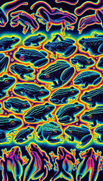 Vibrant Bullfrog Artwork - Unique Amphibian , artistic, neon, illustration, Wildlife HD phone wallpaper