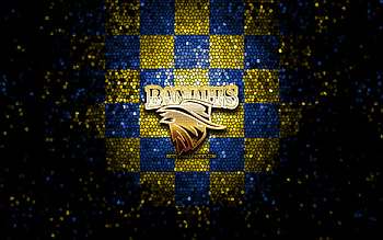 Brisbane Bandits, glitter logo, ABL, yellow blue checkered background, baseball, australian baseball team, Brisbane Bandits logo, mosaic art HD wallpaper