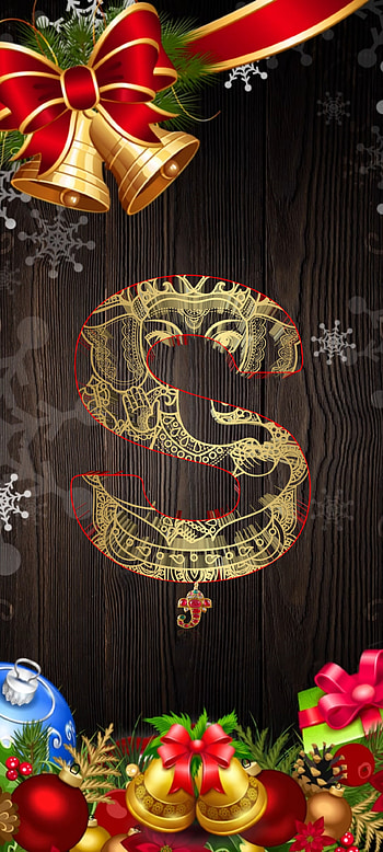 Christmas alphabet S, gold, red, magenta, latter HD phone wallpaper