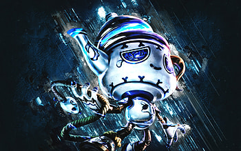 Porcelain Amumu, League of Legends, blue stone background, main characters, Porcelain Amumu LoL, League of Legends characters, Porcelain Amumu League of Legends, Porcelain Amumu Skin HD wallpaper
