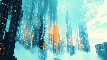 Futuristic Cityscape in Stunning Ultra, futuristic cityscape, futuristic city, digital landscape, skyscraper, blue tones HD wallpaper
