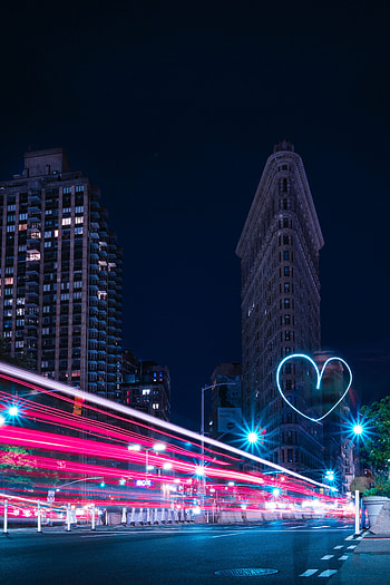 Cities, Night, Architecture, Usa, Night City, United States, Long-Term Exposure, Heart, New York HD phone wallpaper