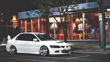 Mitsubishi Lancer Evolution , Red sedan, Japanese cars HD wallpaper
