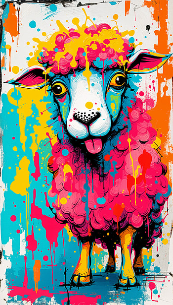 Vibrant Sheep: A Fun for Your Device, colorful, artistic, illustration, pop art HD phone wallpaper