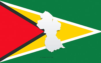 Guyana map silhouette, Flag of Guyana, silhouette on the flag, Guyana, 3d Guyana map silhouette, Guyana flag, Guyana 3d map HD wallpaper