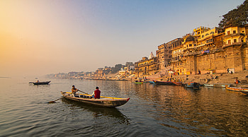 Skiff scenery in Varanasi, by Litan Das, Beautiful waterscape, Tranquil HD wallpaper