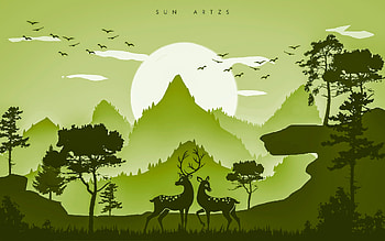 Deer Illustration 4, natural_landscape, world HD wallpaper
