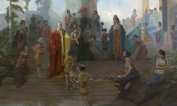 Adoration of a king, eart cg, king, art, fantasy, people, dark HD wallpaper