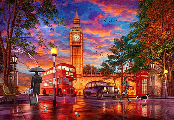 Parliament Square Sunset, big ben, artwork, buildings, digital, lights, clouds, sky, bus, sunset HD wallpaper