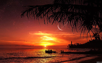 Landscape, Sunset, Sea HD wallpaper