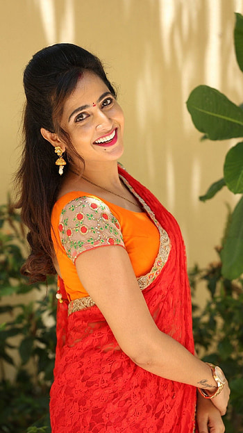 Lasya Manjunath, telugu actress, saree lover HD phone wallpaper