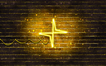 Polestar yellow logo, , yellow brickwall, Polestar logo, cars brands, Polestar neon logo, Polestar HD wallpaper