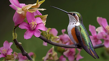 Hummingbird, hummingbird, bird, flower, tree, colorful HD wallpaper