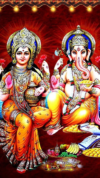 Laxmi Ganesh, Lord Ganesh, laxmi devi HD phone wallpaper