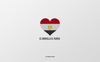 I Love El Mahalla El Kubra, Egyptian cities, Day of El Mahalla El Kubra, gray background, El Mahalla El Kubra, Egypt, Egyptian flag heart, favorite cities, Love El Mahalla El Kubra HD wallpaper