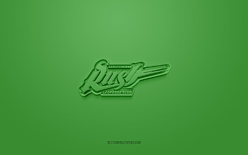 Saskatchewan Rush, creative 3D logo, green background, National Lacrosse League, 3d emblem, Canadian box lacrosse team, NLL, Saskatchewan, USA, Canada, 3d art, lacrosse, Saskatchewan Rush 3d logo HD wallpaper
