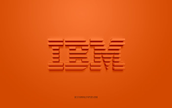 IBM 3d logo, orange background, IBM emblem, IBM orange logo, IBM, brands, IBM logo HD wallpaper