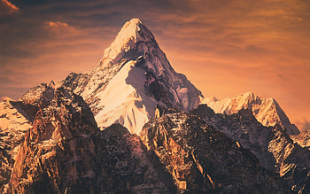 Himalayas landscape, Chomolungma mountain, Evening sunset, High-quality HD wallpaper
