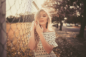 Woman Leaning On Chain Fence, girls, model, graphy HD wallpaper