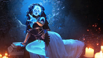 Corpse Bride, olga khariton, halloween, blue, fantasy, girl, luminos HD wallpaper