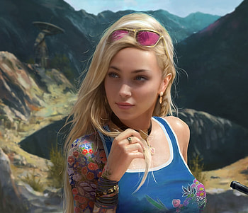 Anna, face, girl, blonde, jorsch, art, tattoo, fantasy, dennis frohlich, portrait HD wallpaper