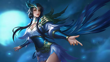 Fantasy girl, flyn, flynart, night, blue, moon, fantasy, girl HD wallpaper
