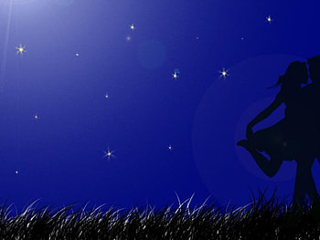 Dancing, couple, abstract, moon HD wallpaper