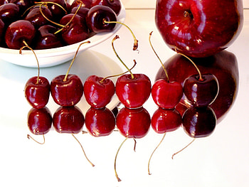 Food, Cherry, Reflection, Berry, Table HD wallpaper