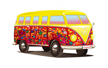 the music festival ride, peace, volkswagen, wv, car HD wallpaper