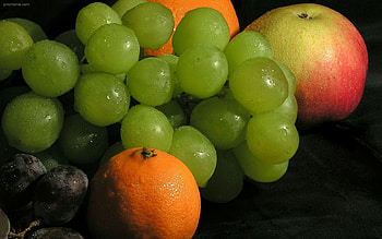 Fruits, Food, Oranges, Grapes HD wallpaper