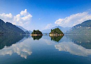 Islands, lake, nature, reflections HD wallpaper