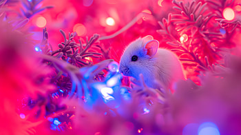 Cute Mouse in Vivid Pink Light -, cute, mouse, holiday decorations, close-up HD wallpaper