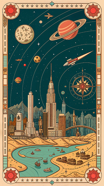 Cosmic Cityscape: A Stunning , cosmic, cityscape, space, illustration, planet HD phone wallpaper