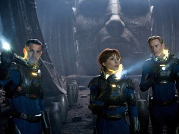 prometheus, lights, astronauts, torches, eggs, statue HD wallpaper