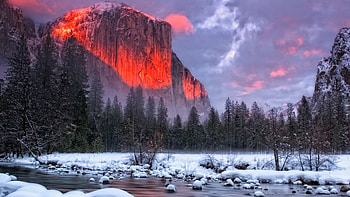 Winter Sunrise, Mountains, Cool, Trees, Snow, Peaks HD wallpaper